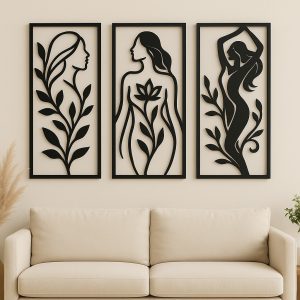 Alma y Conexión Femenina con la Naturaleza – Tríptico Minimalista